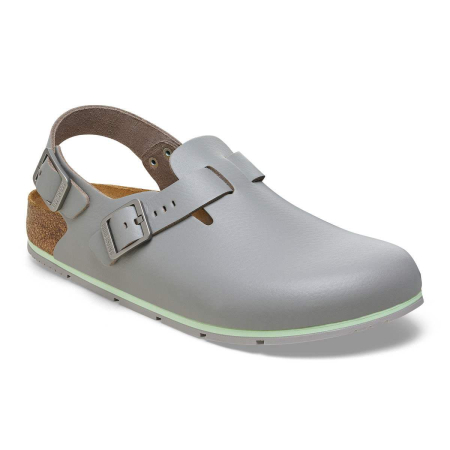 BIRKENSTOCK Clog TOKIO pro 1026055 + 1026185, Superlauf 2.0, grau Leder