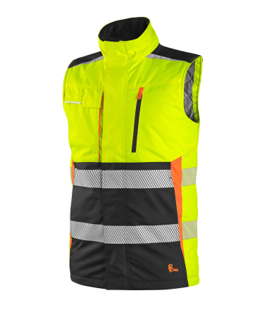 hochwertige, wasserfeste Warnschutz-Weste HI-VIZ mit warmer Winter-Fütterung, BENSON gelb/schwarz