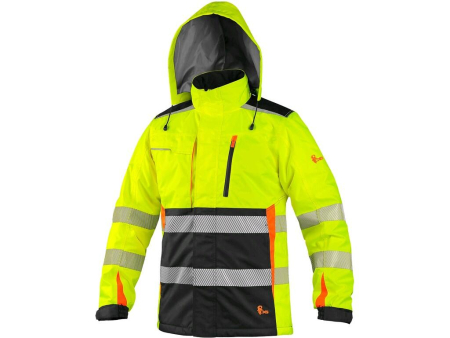 hochwertige, wasserfeste Warnschutzjacke HI-VIZ mit warmer Winter-Fütterung, BENSON gelb/schwarz