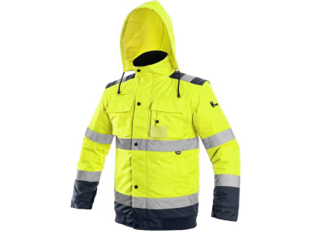 hochwertige, wasserfeste 2-in-1 Warnschutzjacke HI-VIS mit warmer Winter-Fütterung, LUTON gelb/blau