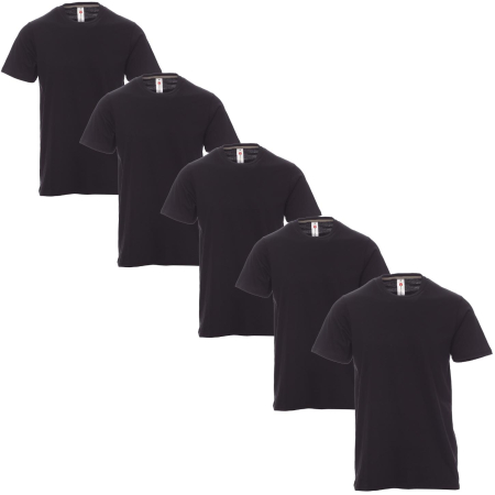 5er Pack Payper T-Shirt SUNSET Rundhalsausschnitt, 100% Baumwolle, schwarz